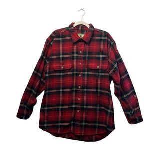 Vtg xl Field & Stream Mens Red Plaid Heavy Button Long Sleeve Shirt Jacket
